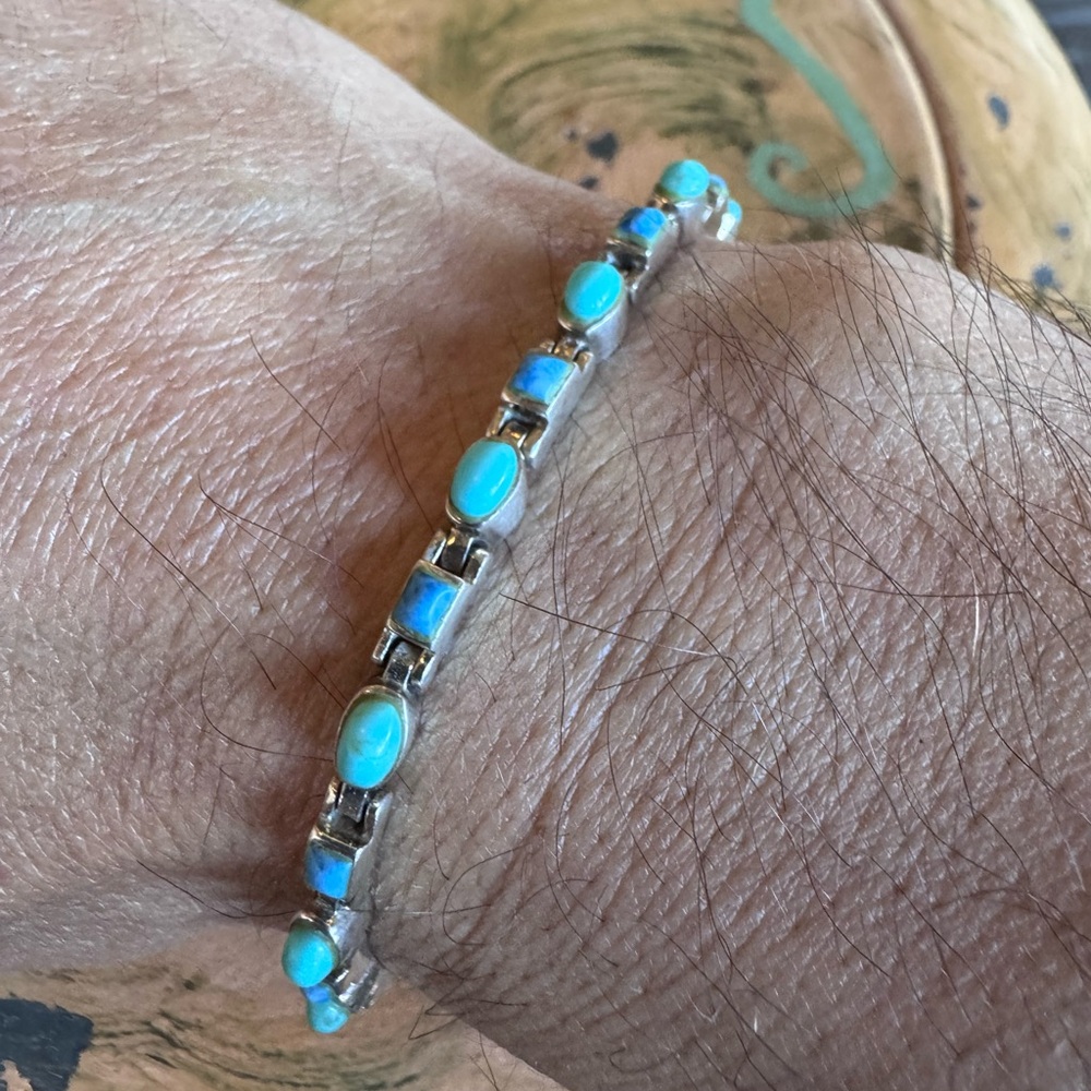 Elegant Silver and Blue Bracelet